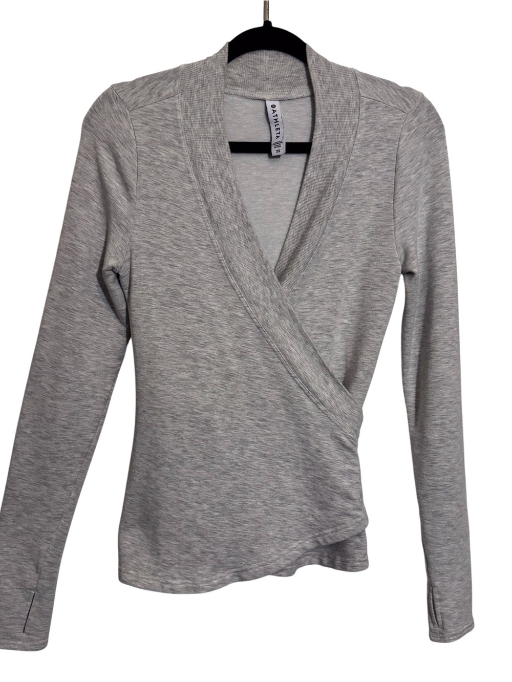 Athleta X-Small Gray Poise Wrap Sweater Long Sleeve Top Athletic Athleisure Yoga